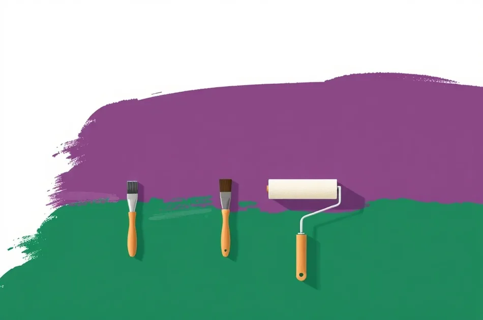 Outils de peinture disposés dans l'ordre des étapes du chantier